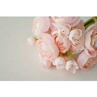 11"" Blush Pink Ranunculus Bunch, Artificial Silk Flowers, Spring Wedding Rose Bouquet, Fake Ranunculus, Summer Weddings | Etsy (US)