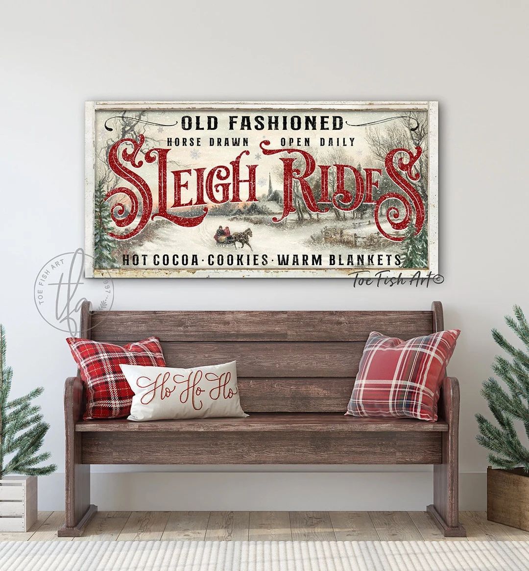 Sleigh Rides Sign Rustic Christmas Decor Modern Farmhouse Wall - Etsy | Etsy (US)