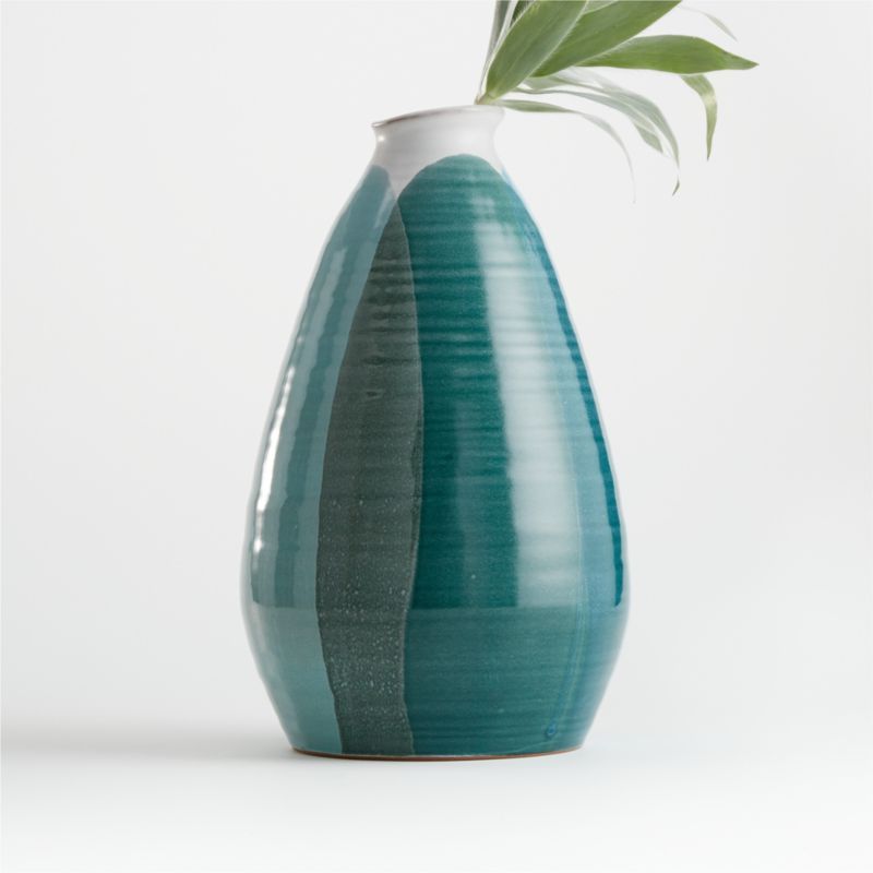Lona Large Blue Green Vase | Crate and Barrel | Crate & Barrel