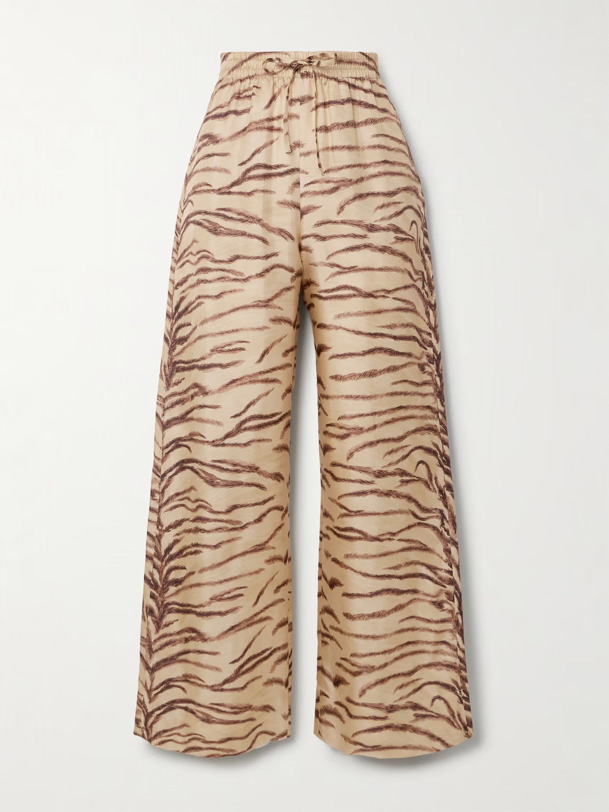 Stella McCartney - Tiger-print Silk-twill Wide-leg Pants - Neutrals | NET-A-PORTER (US)