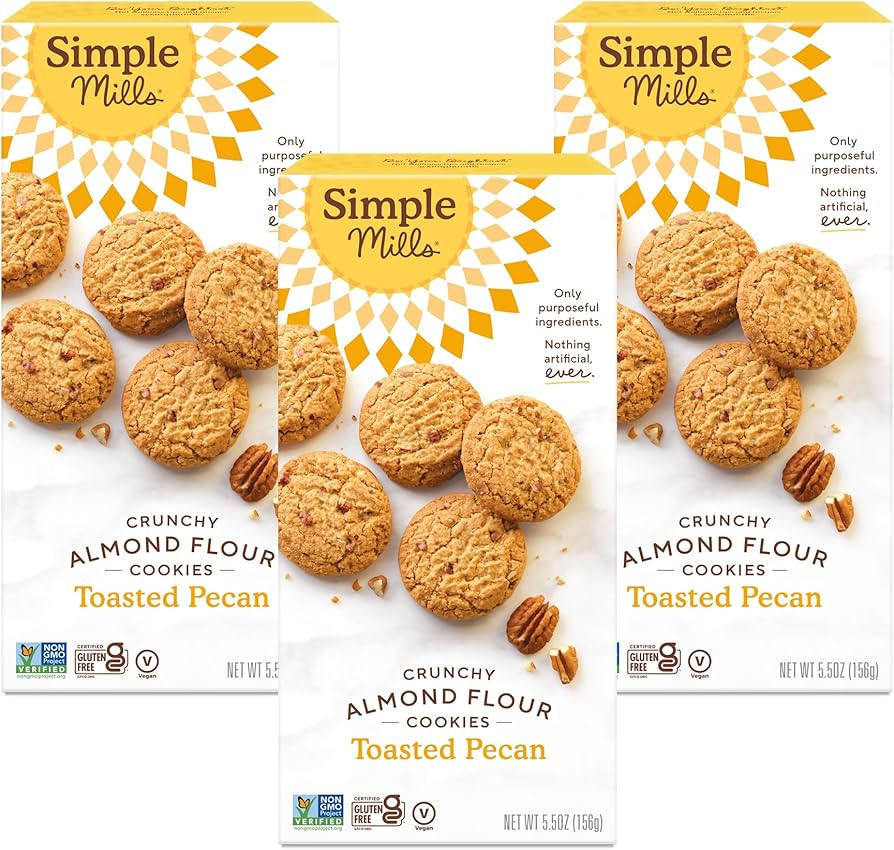 Simple Mills Almond Flour Crunchy Cookies, Toasted Pecan - Gluten Free, Vegan, Healthy Snacks, Ma... | Amazon (US)