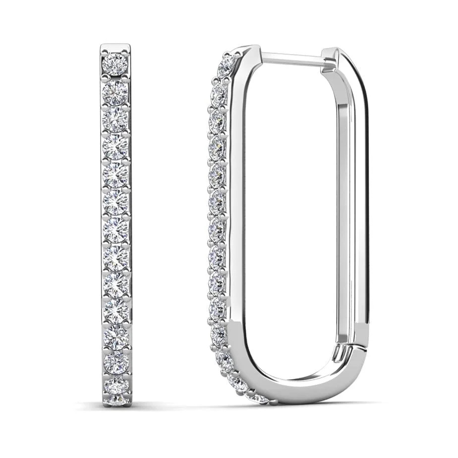 Cate & Chloe Nadia 18k White Gold Plated 24mm Hoop Earrings with Swarovski Crystals Gift for Wome... | Walmart (US)