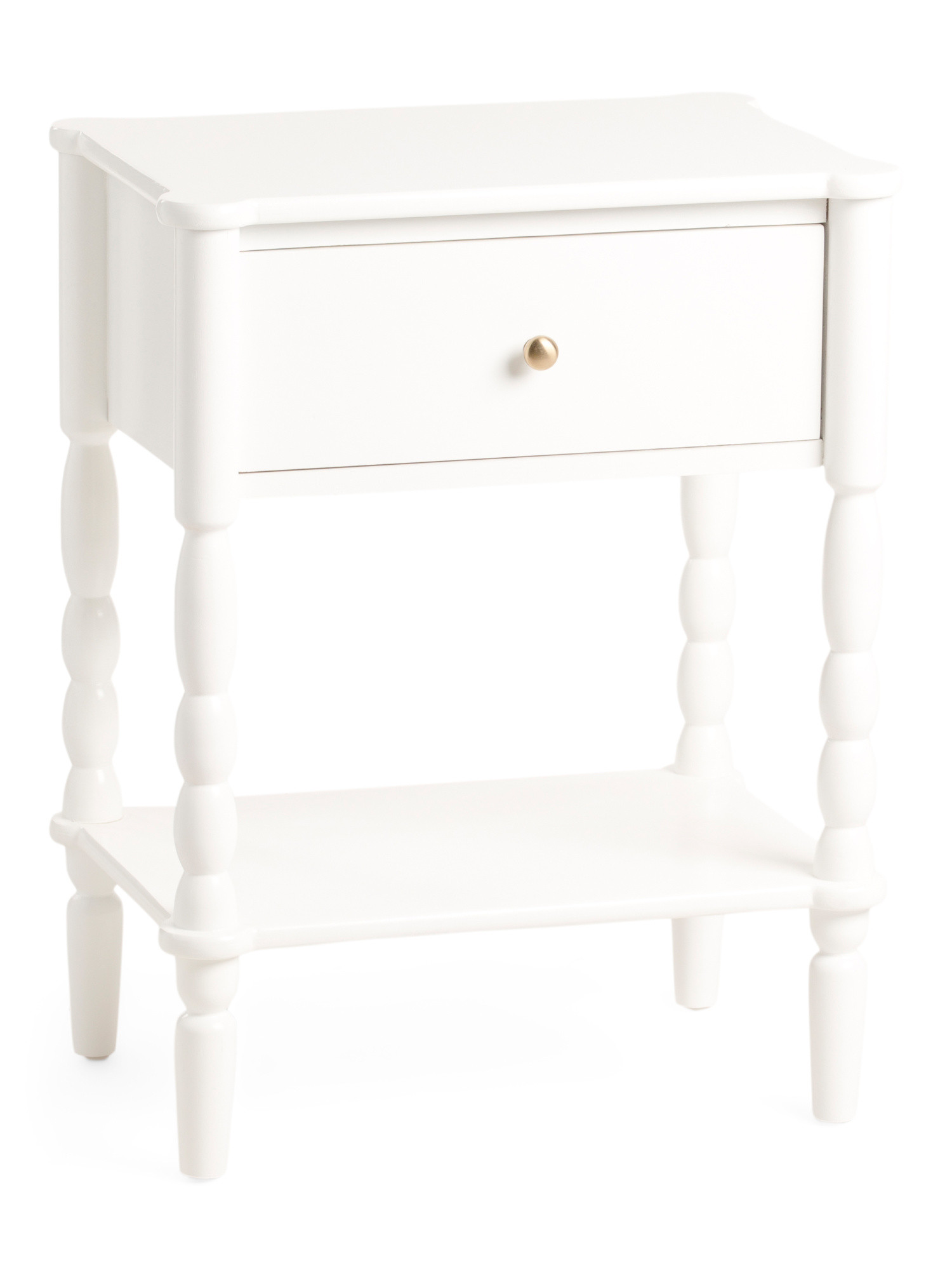 26in Drawer And Shelf Spindle Leg Nightstand With Charging Port | Marshalls