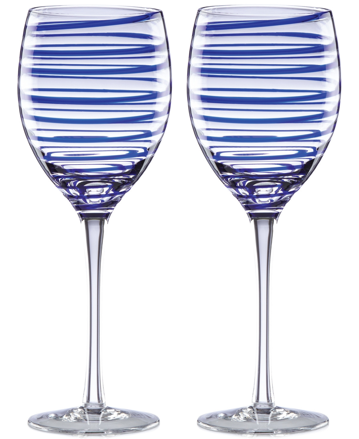 kate spade new york Charlotte Street Collection 2-Pc. Wine Glasses Set - Cobalt Blue Spiral | Macy's