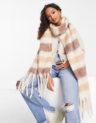 My Accessories London super soft blanket scarf in neutral stripe | ASOS (Global)