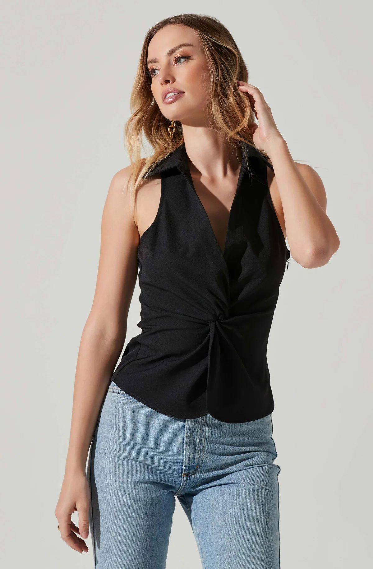 Twist Front Collared Top | ASTR The Label (US)