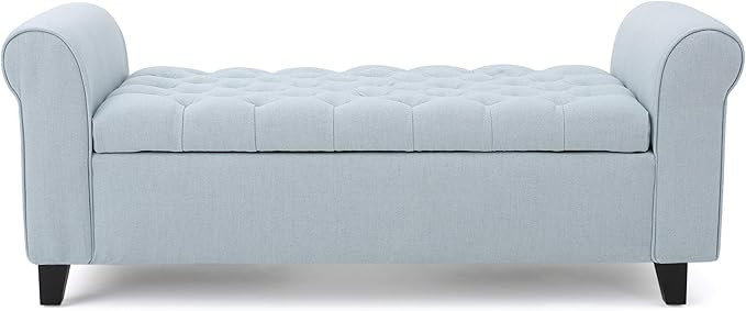 Christopher Knight Home Keiko Fabric Armed Storage Bench, 19.75"D x 50"W x 20.5"H, Light Sky | Amazon (US)