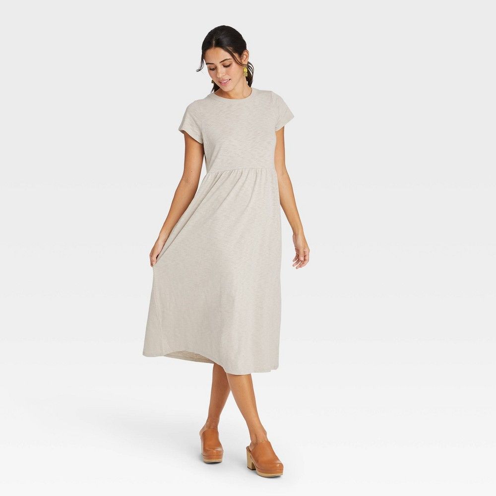 Women's Short Sleeve T-Shirt Dress - Universal Thread Tan XXL | Target