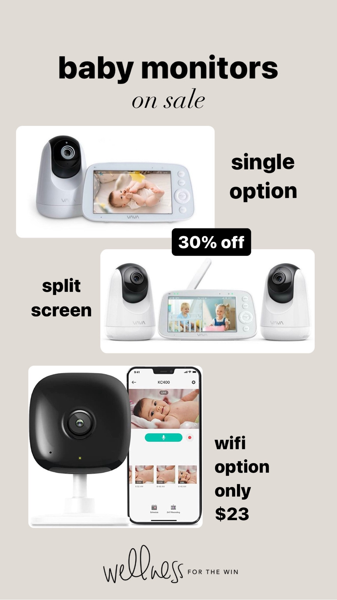 Baby monitors on sale - we have the vava single and split screen. Great picture quality, easy to use, good battery life. Downside: doesn’t have great range 

WiFi monitor option: insanely affordable, connects to app on your phone and you can set up noise and motion alerts! 

#LTKSaleAlert #LTKBaby #LTKGiftGuide