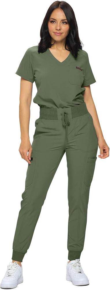 MONARCH UNIFORMS Stretchy Scrubs Women's Jogger Scrub Set In Regular and Petite Jogger Scrubs wit... | Amazon (US)