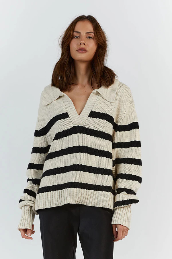 COLBIE BLACK AND STONE KNIT JUMPER | DISSH