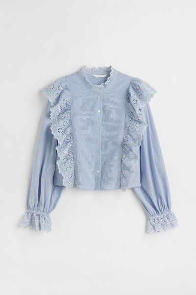 Broderie-detail flounced blouse | H&M (UK, MY, IN, SG, PH, TW, HK)