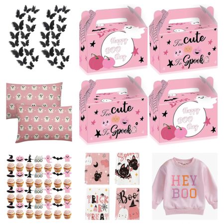 A pretty pink Halloween! 🩷🖤🩷🖤 Check out theses pretty finds from Amazon!  I just ordered the party favor boxes for Jane’s preschool party!  The cupcake toppers are fit a baby shower… oh so cute!  👻 #pinkhalloween #halloweenwithkids

#LTKSeasonal #LTKkids #LTKparties