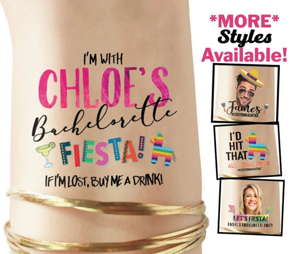 BACHELORETTE FIESTA custom temporary tattoos  gold stagette | Etsy | Etsy (US)