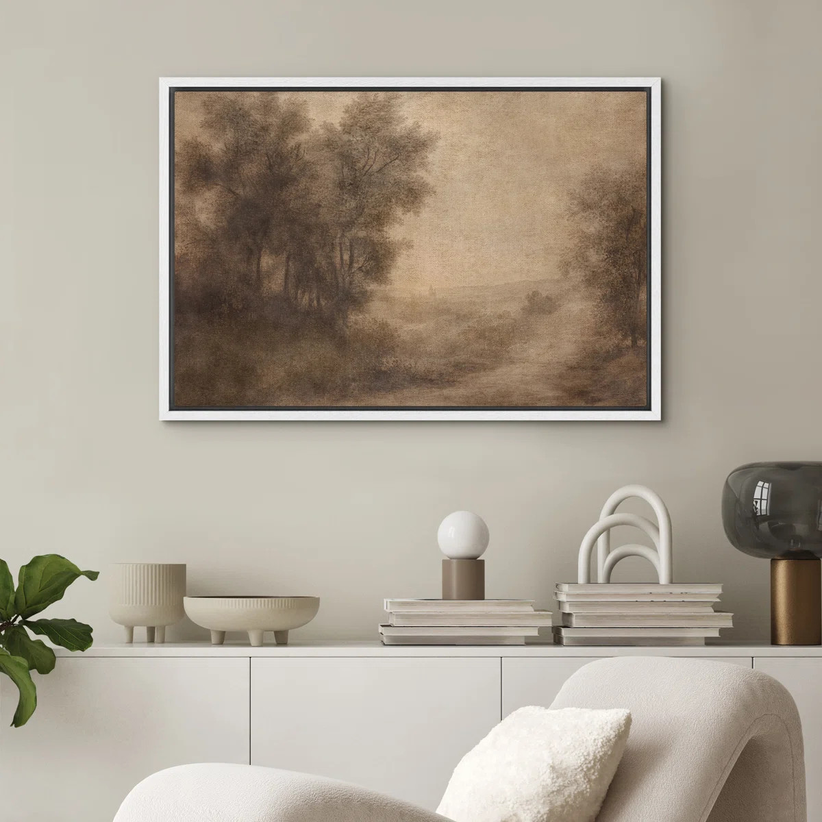 Forest Tree Landscape Classic Brown Framed Bedroom Wall Decorations Canvas Print | Wayfair North America