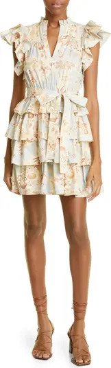 Ulla Johnson Lulua Floral Print Tiered Cotton Poplin Minidress | Nordstrom | Nordstrom