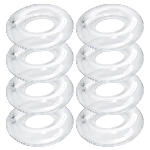 8 Pcs Inflatable Pool Float 28 Inches Clear Swim Tubes Bulk for Adult, Pool Inner Tube for Beach, Swimming Pool Women Men River Lake Summer Vacation Party Decorations | Amazon (US)