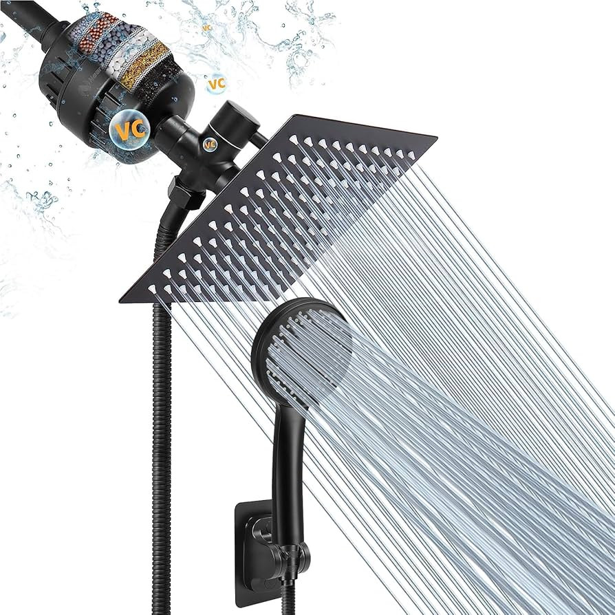 NearMoon Filtered Rain Shower Head, High Pressure 8″Square, and 5 settings Handheld Shower Filt... | Amazon (US)