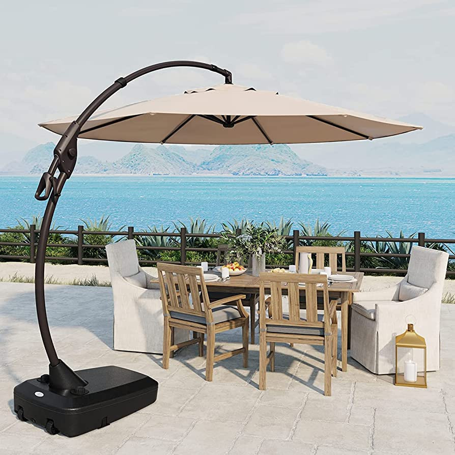 Grand patio Deluxe NAPOLI 11 FT Patio Umbrella, Curvy Aluminum Cantilever Umbrella with Base, Rou... | Amazon (US)