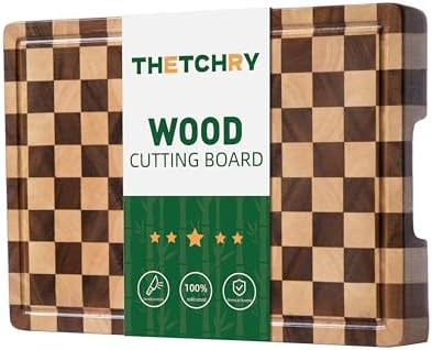 End Grain Cutting Boards for Kitchen, Wooden Cutting board, Acacia Wood Chopping Board with Juice... | Amazon (US)