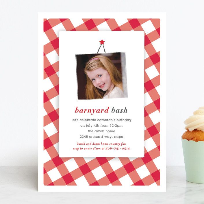 "Barnyard Bash" - Customizable Children's Birthday Party Invitations in Red by Michelle Poe. | Minted