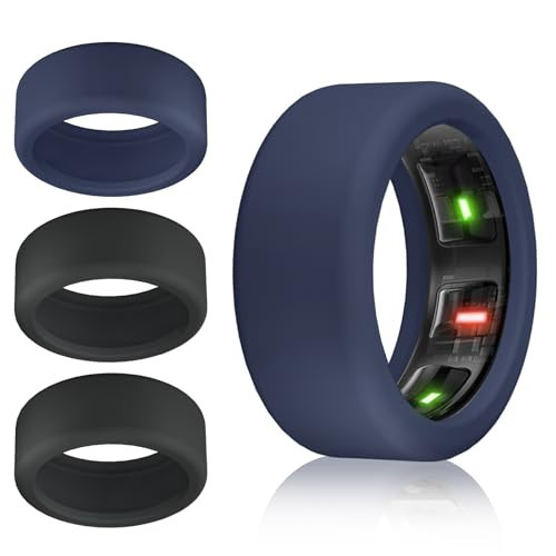 NewJourney Compatible with RingConn Gen 2 Ring Protector - Anti-Scratch Elastic Silicone Cover for Ring Conn Gen 2 (M, Black+Black+Nightblue+Nightblue) | Amazon (US)