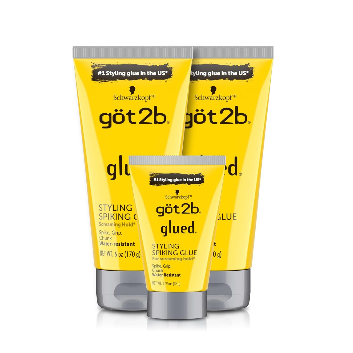 Got2B Glued Styling Spiking Hair Gel 2 - 6oz tubes + 1 Travel 1.25oz tube | Amazon (US)