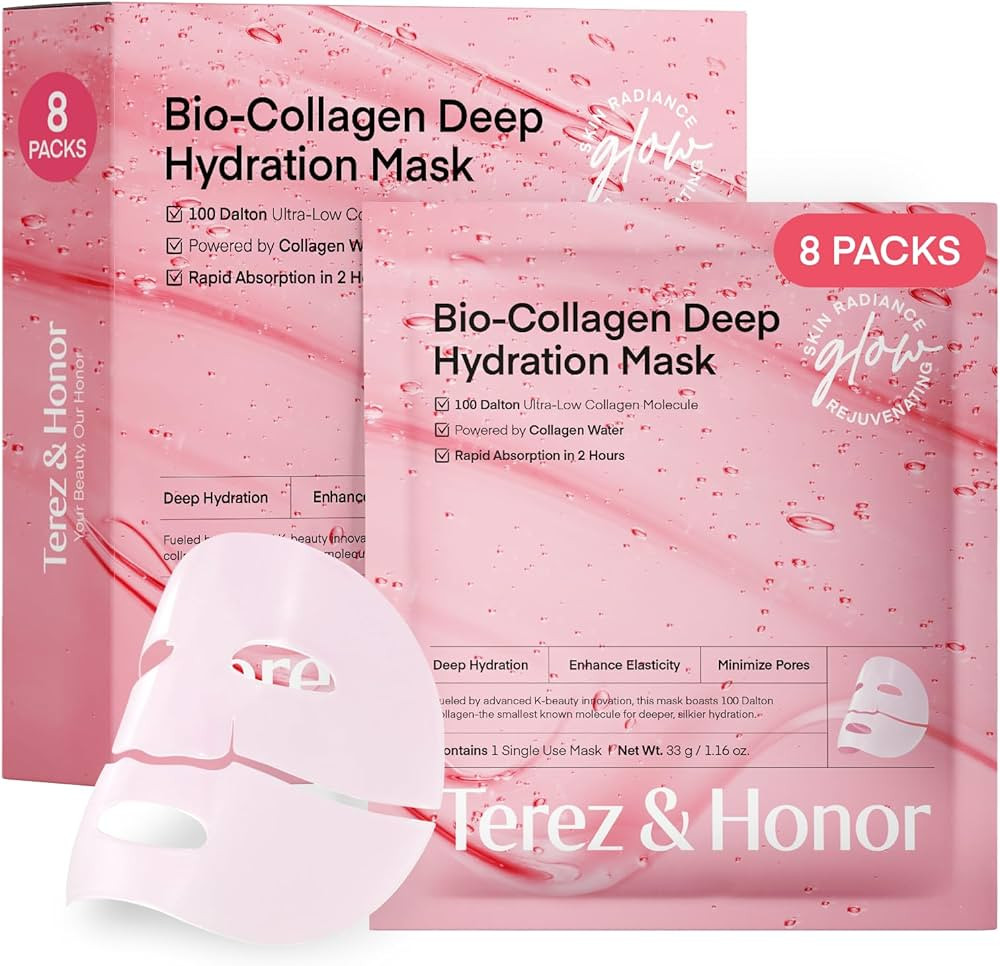 Terez & Honor Collagen Face Mask Overnight - 8 ea x 33g 100 Dalton Ultra Low Bio Collagen Gel Mas... | Amazon (US)