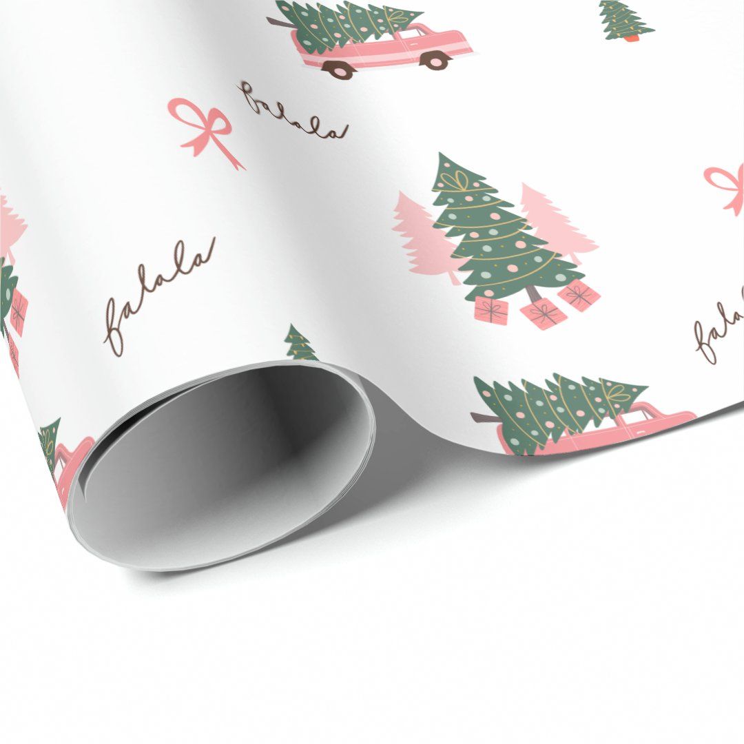 Festive Fa La Christmas Tree Vintage Retro Van Wrapping Paper | Zazzle | Zazzle