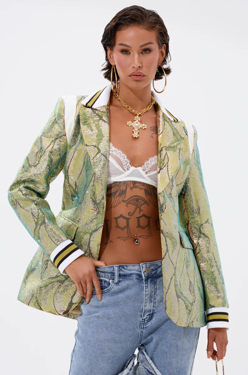 DON'T TRY ME EMBELLISHED BROCADE BLAZER | AKIRA