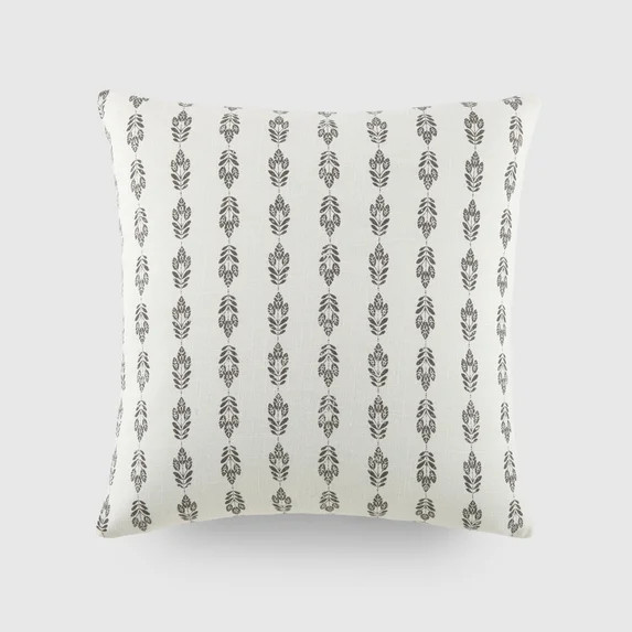 Noble Linens Elegant Cotton Decor Throw Pillow in Folk Leaves Pattern | Walmart (US)