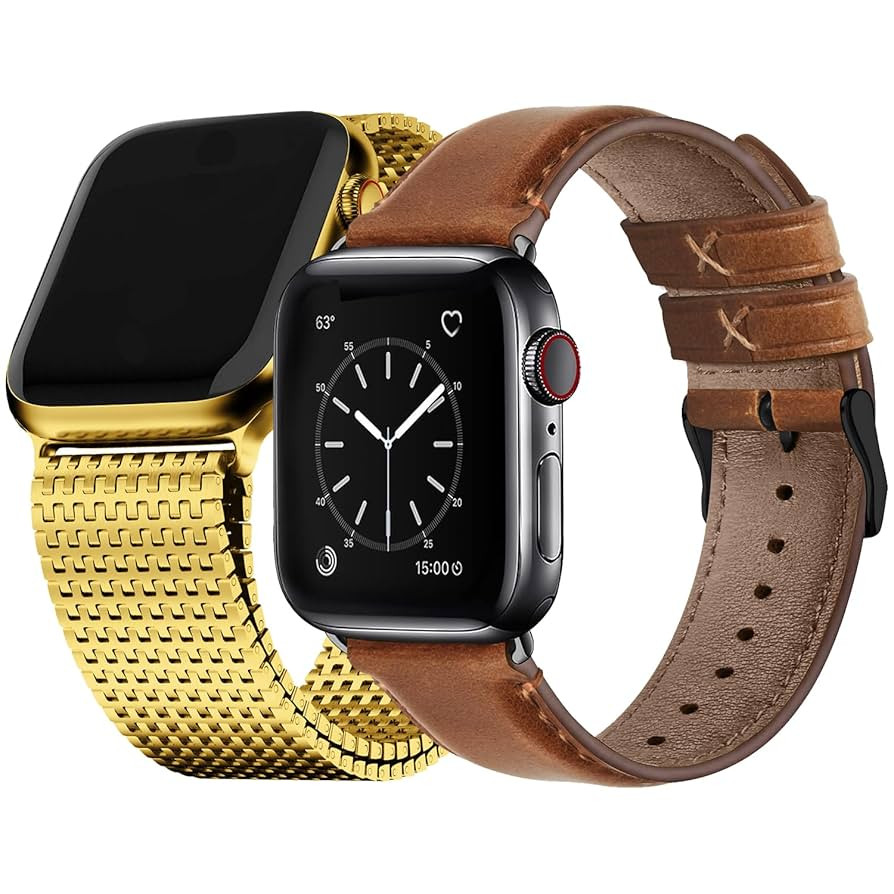 Fullmosa Compatible Stainless Steel Mesh Apple Watch Band 41mm/40mm/38mm Gold with Case & Compati... | Amazon (US)