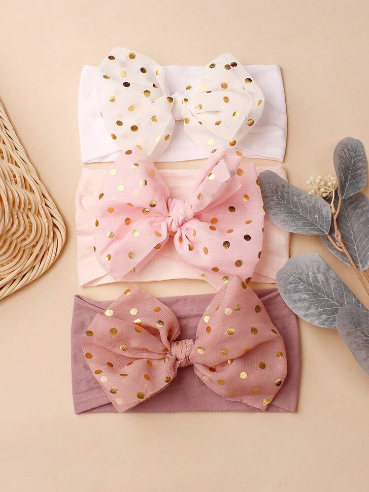 3pcs Solid Color Gold-Plated Bowknot Baby Headbands, Suitable For Daily Wear All Year Round Love ... | SHEIN