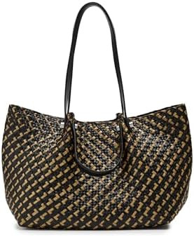 AllSaints Women's Handbags Allington Straw Tote Black/Natural | Amazon (US)