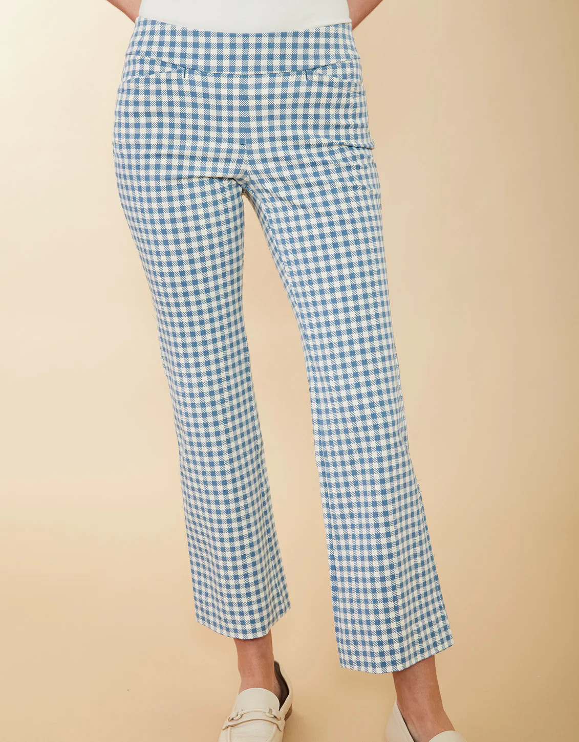 Maren Kick Flare Pant Clara Gingham Bluestone | Spartina 449