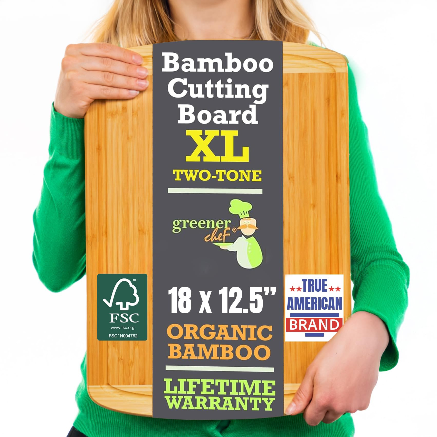 Organic 18 Inch Extra Large Bamboo Cutting Board with Lifetime Replacements - Non Toxic Wood Chop... | Amazon (US)