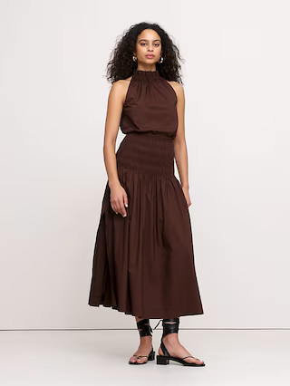 Cotton Poplin Smocked-Waist Maxi Skirt | Banana Republic (US)