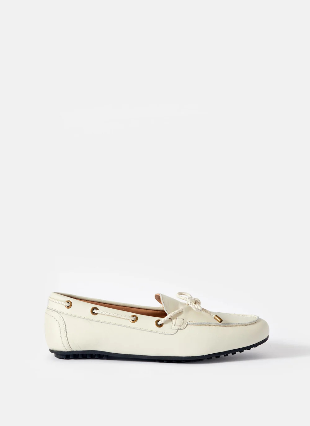 Sally Cream Leather Deck Shoes | Mint Velvet