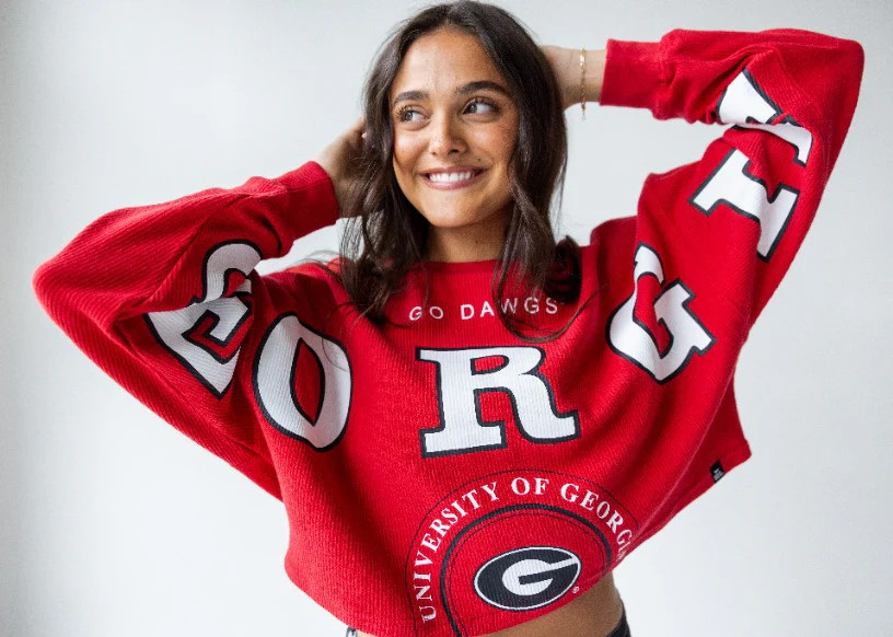 Georgia Phipps Split Cropped Corded Crew | Gameday Social