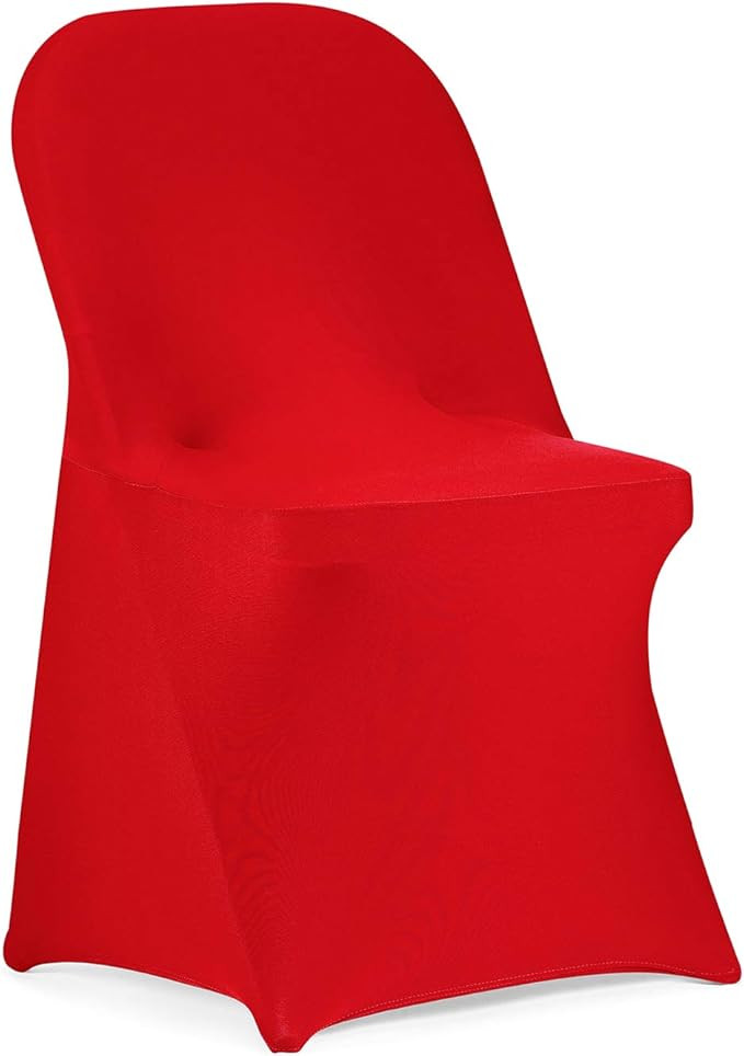 Peomeise Stretch Spandex Folding Chair Cover for Wedding Party Dining Banquet Event (Red,25pcs) | Amazon (US)