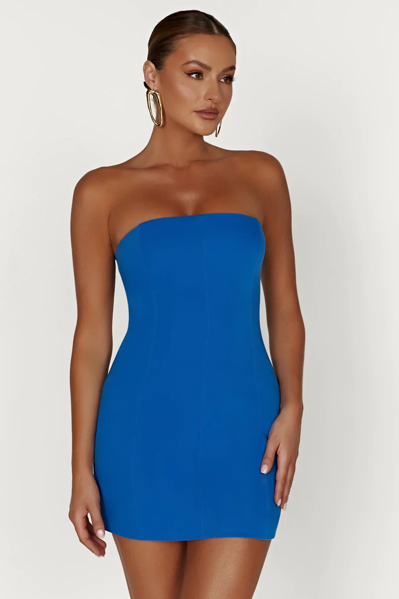 Maci Crepe Mini Dress - Cobalt Blue | MESHKI US