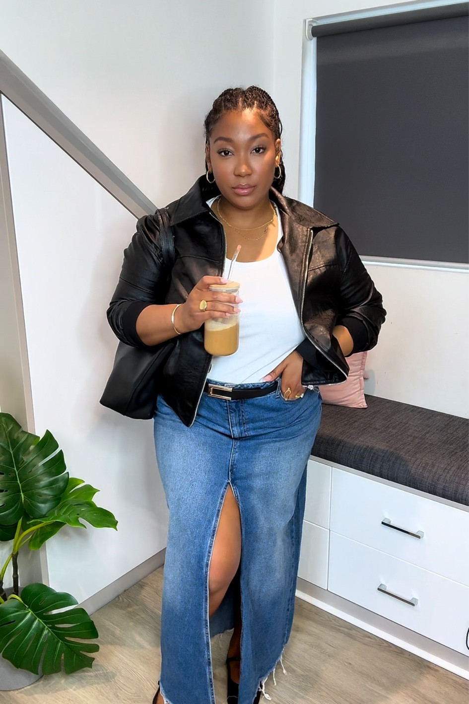 Faux Lleather bomber jacket outfit 

#LTKPlusSize #LTKFallSale #LTKMidsize