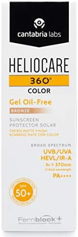 Heliocare 360 Colour Gel Oil-Free Bronze SPF50+ 50ml / Sunscreen For Face/Daily UVA UVB Visible L... | Amazon (UK)
