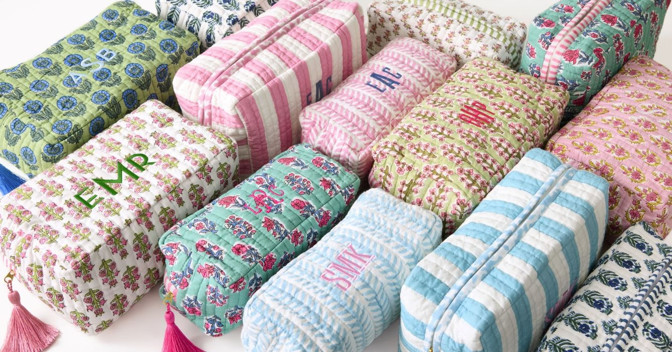 Block Print Quilted Cosmetic Pouch | Mark and Graham