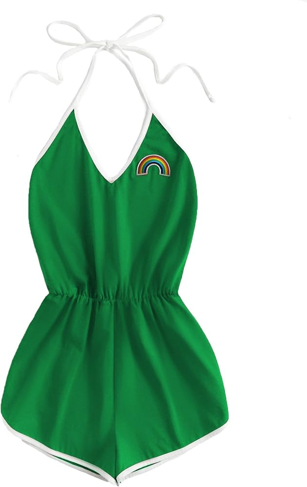 SweatyRocks Women's Halter Sleeveless Short Jumpsuit Rompers Backless Playsuit | Amazon (US)