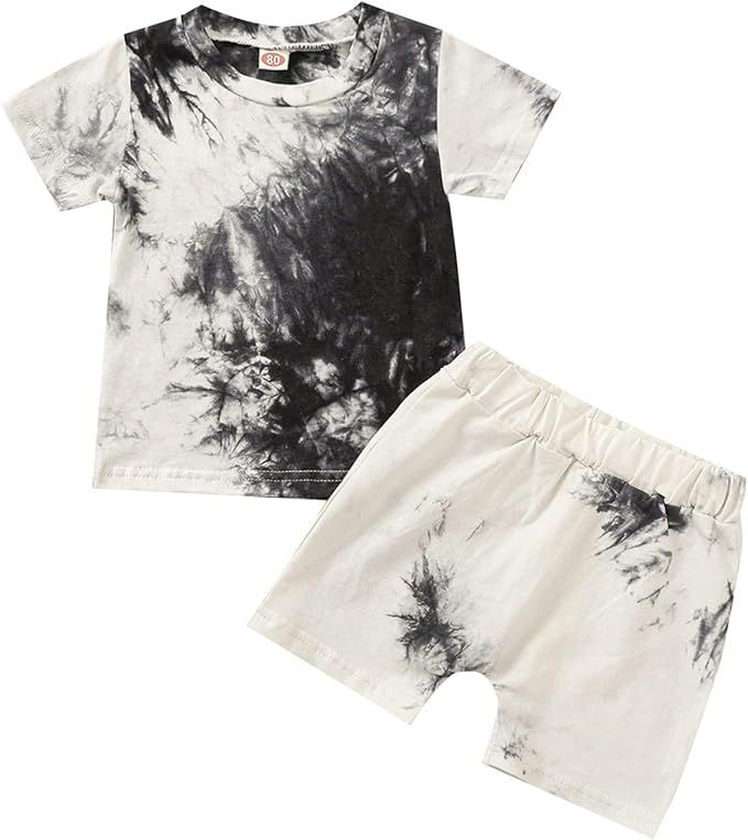 Toddler Baby Boys Tie-Dye Outfits Short Sleeve T-Shirt Tops+Short Pants 2Pcs Summer Cotton Clothe... | Amazon (US)