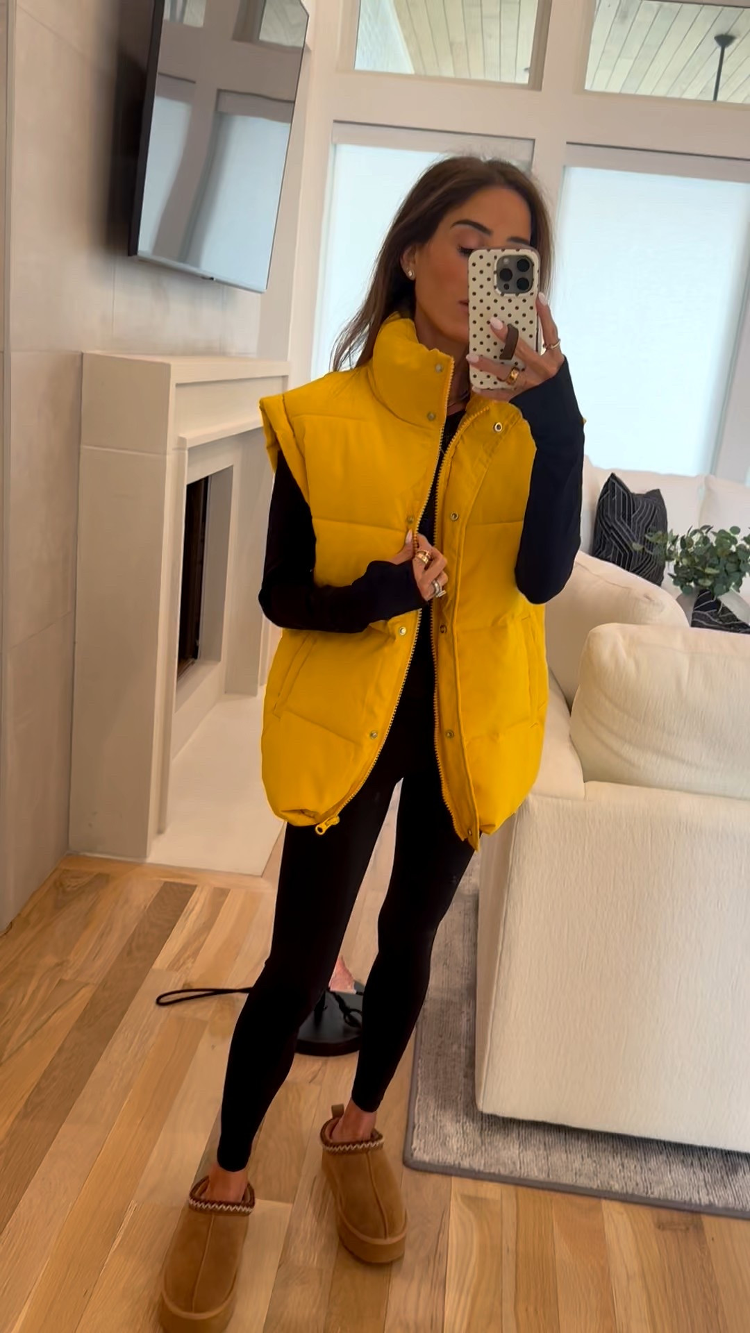 Love this yellow longer puffer vest to wear morning into spring wearing smallest size 

#LTKootd #LTKPetite
