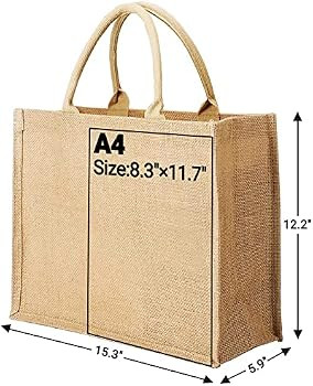 Segarty Tote Bags, 1 Pack Large Burlap Jute Reusable Canvas Gift Favors Bag with Handles Blank To... | Amazon (US)