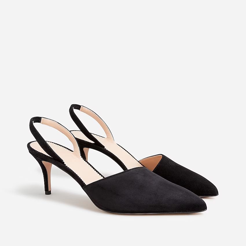 J.Crew: Colette Asymmetrical Slingback Pumps In Suede For Women | J.Crew US