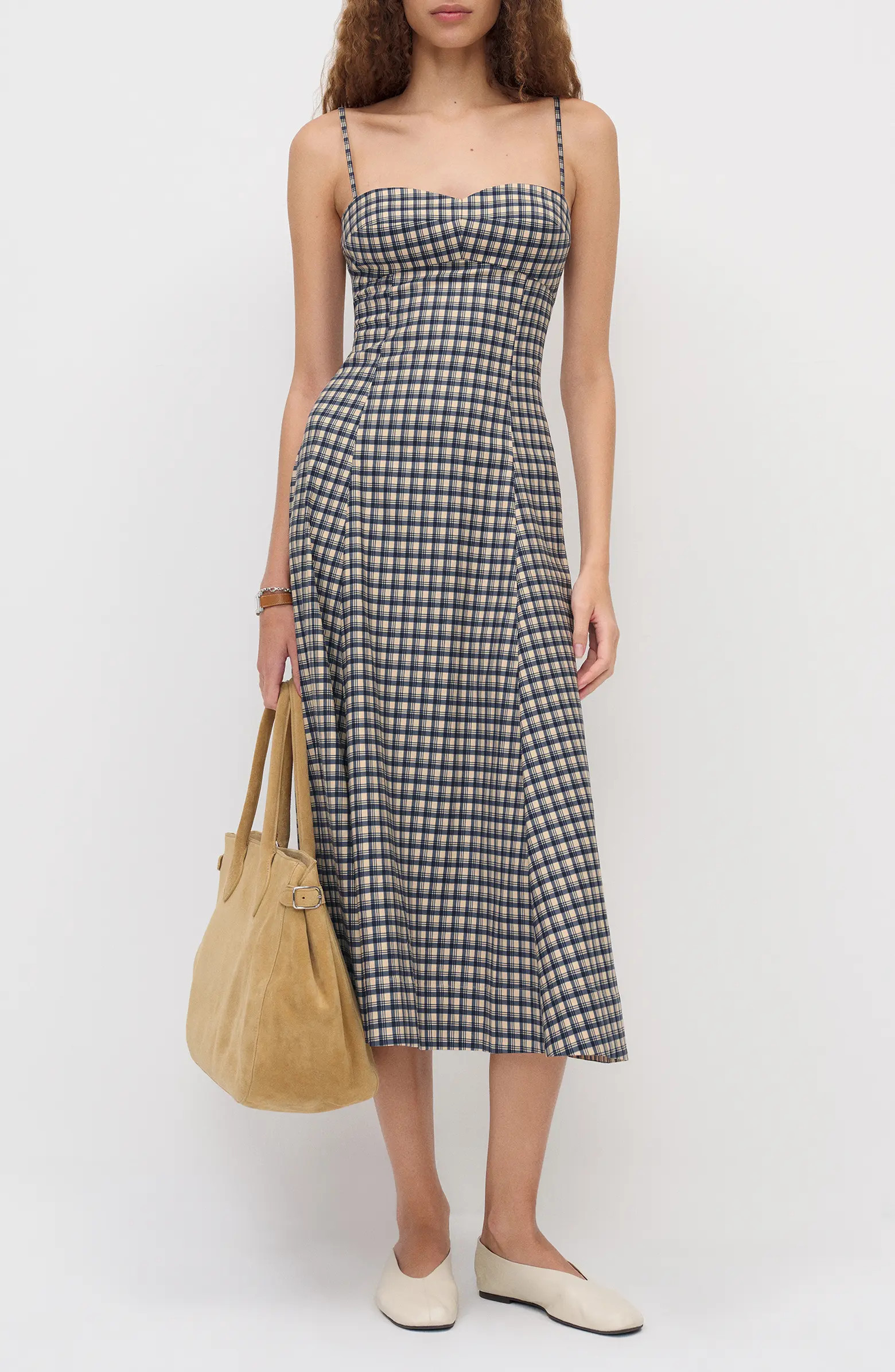 Reformation Kailani Plaid Midi Dress | Nordstrom | Nordstrom